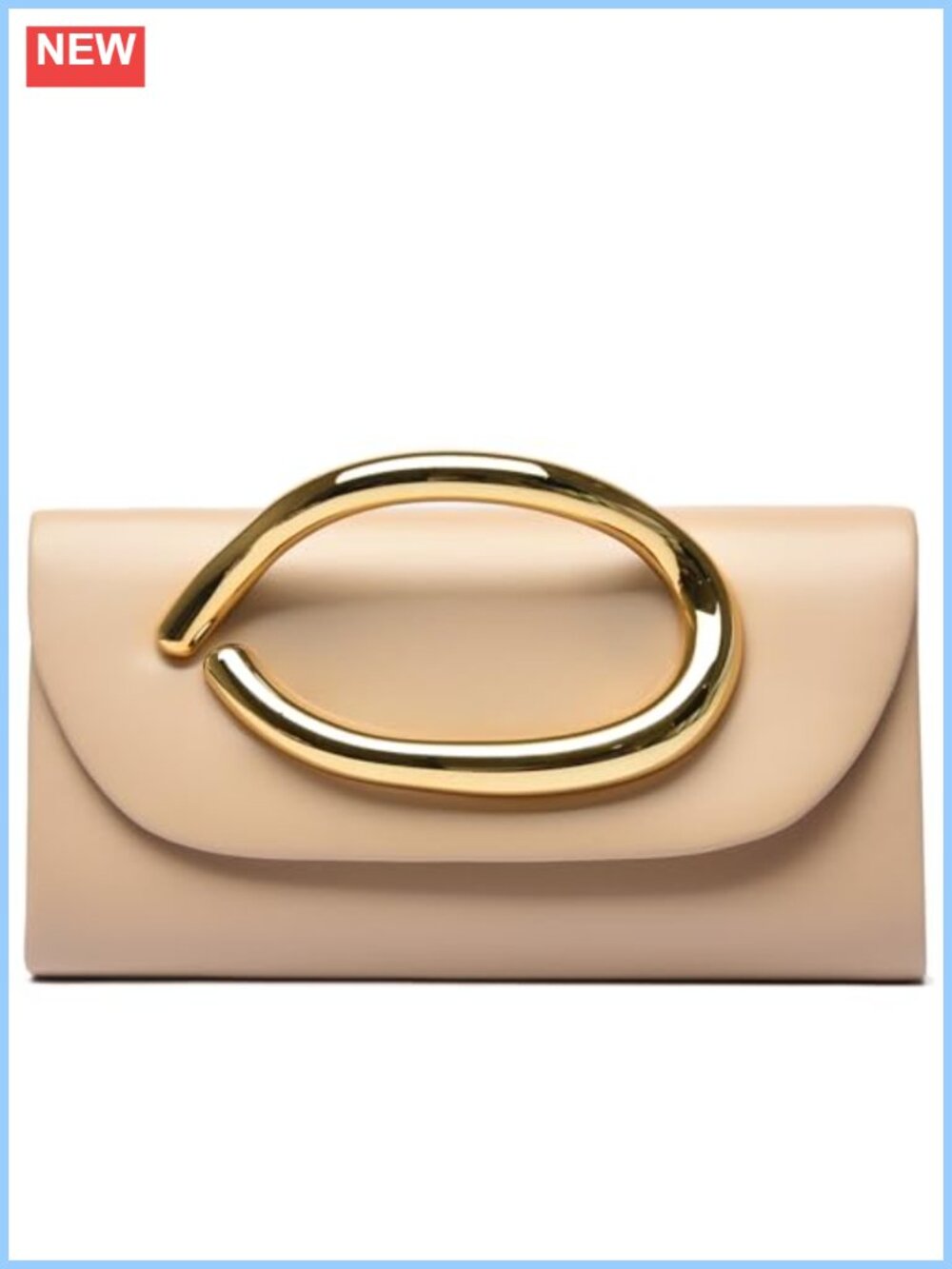 Vegan Leather Evening Clutch with Gold Handle & Detachable Chain Strap
